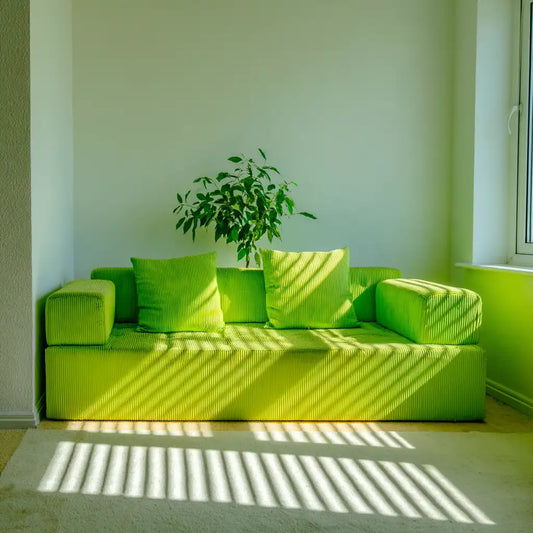 Divano dalle linee moderne, verde, per la casa