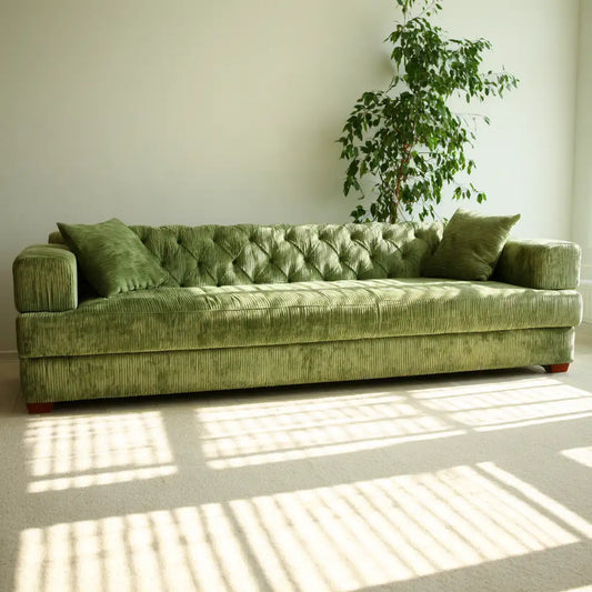 Divano dal design essenziale, verde, per la casa